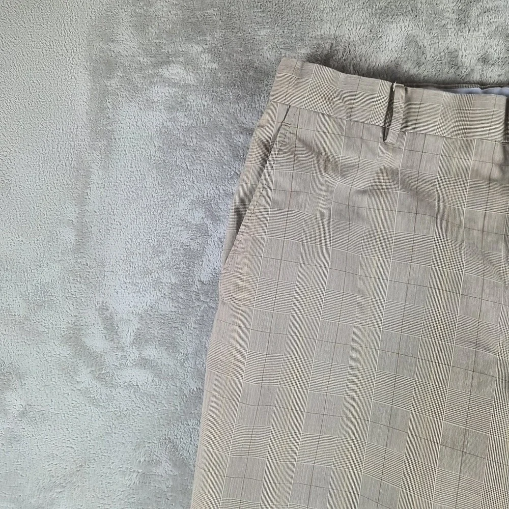 Banana Republic Dress Pants Men 36x30 (fits 34x28) Beige Plaid 100% Cotton Flat